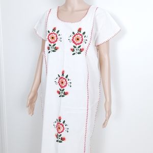 Handmade Long Cotton Dress Hand Embroidered